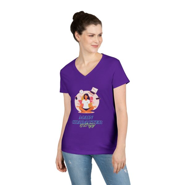 Main character energy Ladies' V-Neck T-Shirt - Image 15