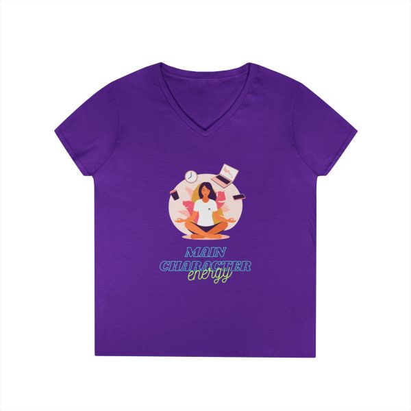 Main character energy Ladies' V-Neck T-Shirt - Image 13