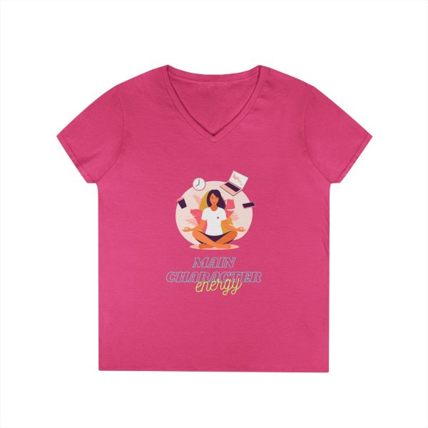 Main character energy Ladies' V-Neck T-Shirt - Image 2