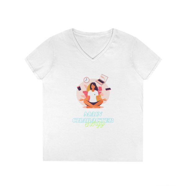 Main character energy Ladies' V-Neck T-Shirt - Image 4