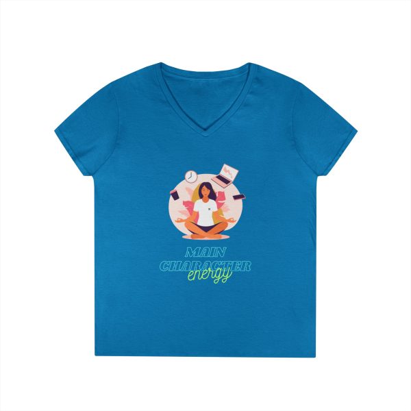 Main character energy Ladies' V-Neck T-Shirt - Image 19
