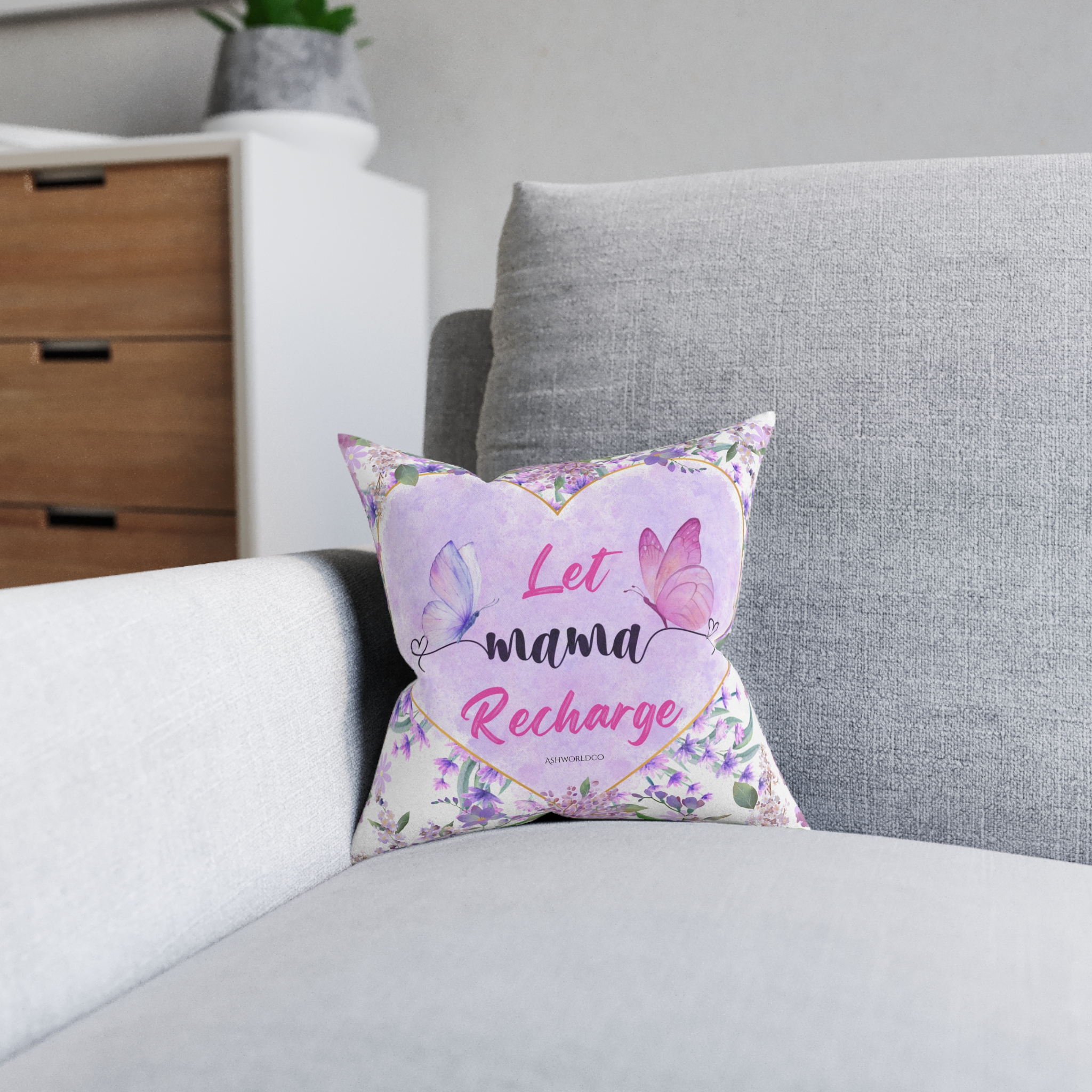 Floral Throw Pillow - Let Mama Recharge