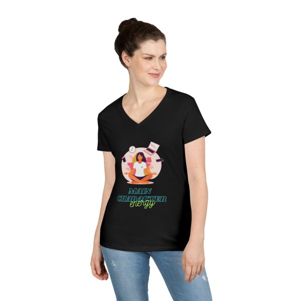 Main character energy Ladies' V-Neck T-Shirt - Image 12