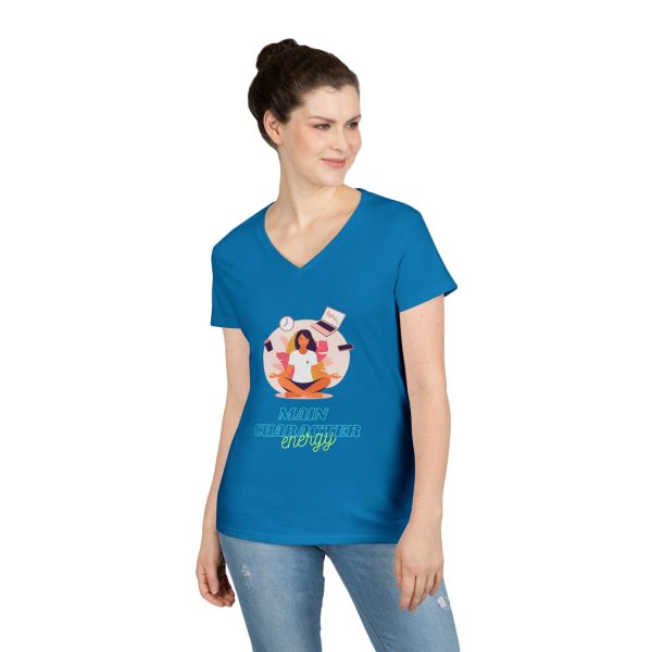 Main character energy Ladies' V-Neck T-Shirt - Image 21