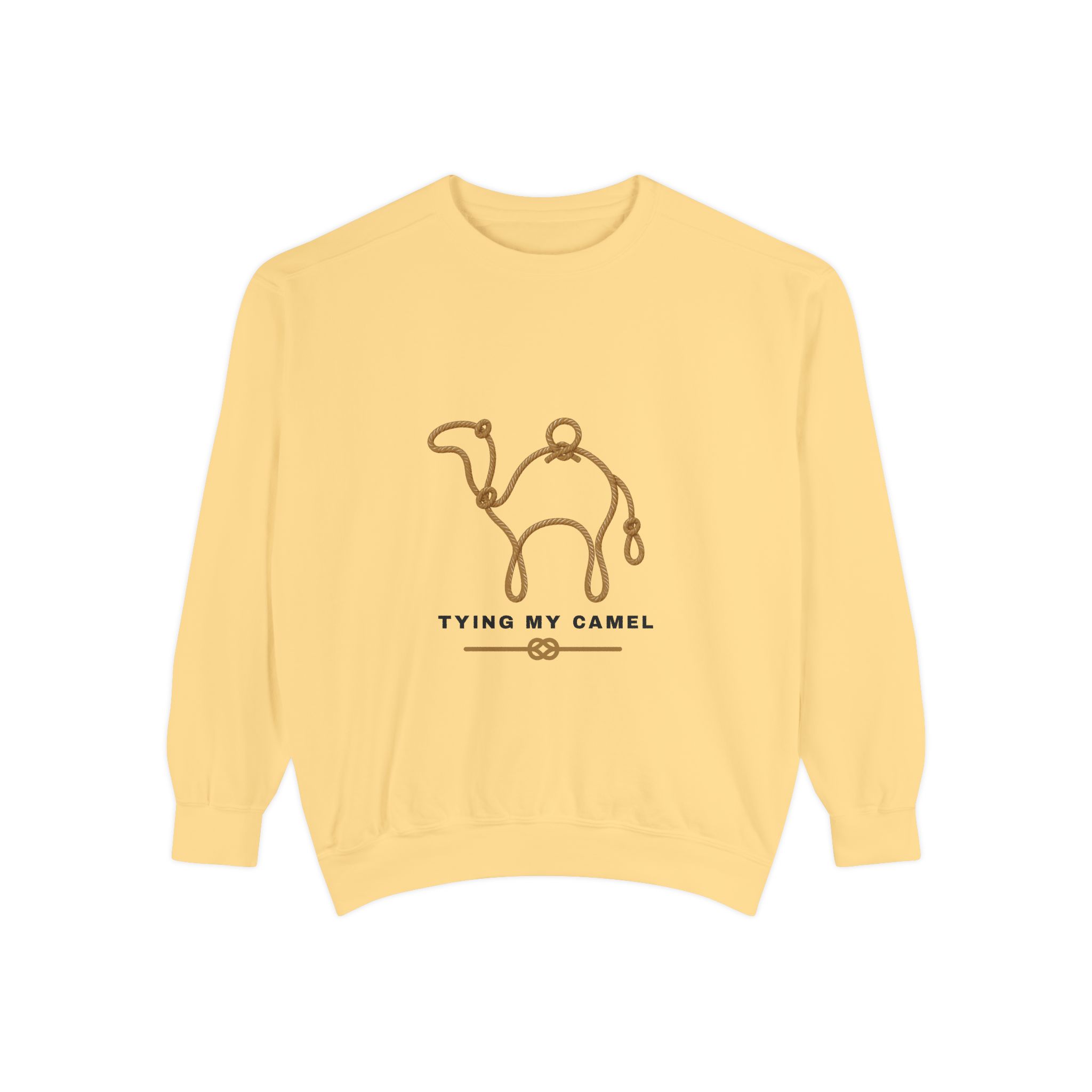 Tying My Camel Sweatshirt — Minimal Camel Outline Graphic Sweatshirt - Image 9