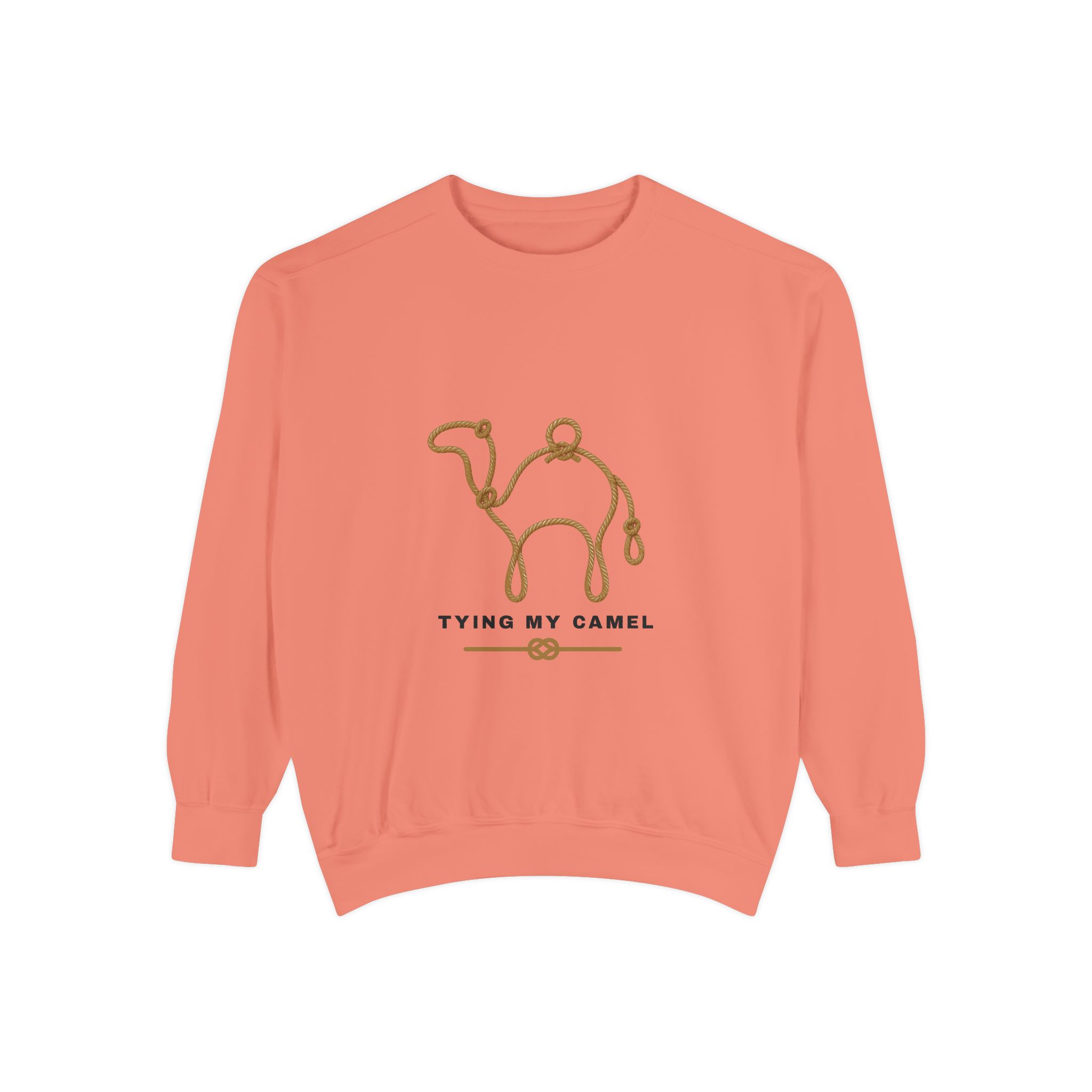 Tying My Camel Sweatshirt — Minimal Camel Outline Graphic Sweatshirt - Image 5