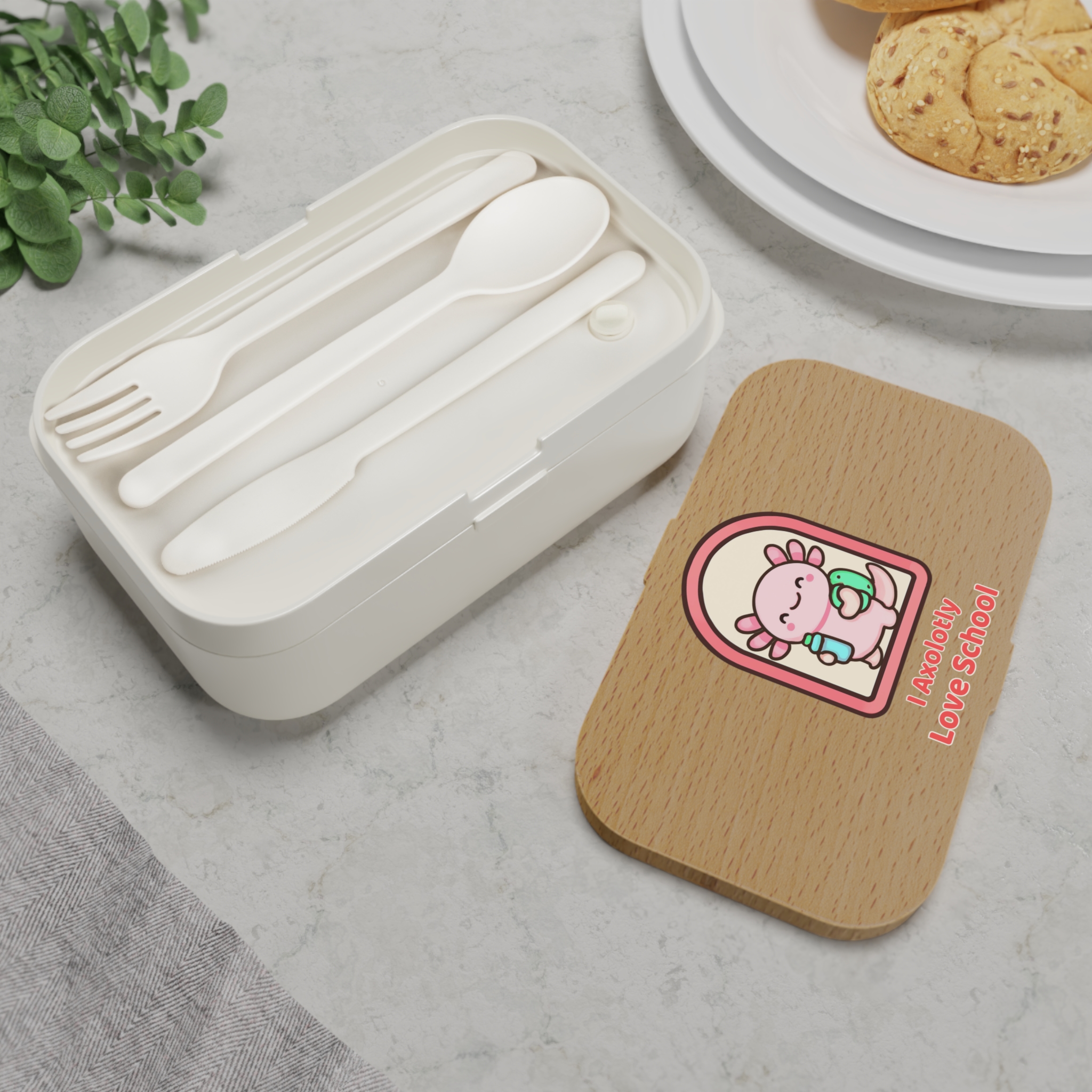 Axolotl School Bento Lunch Box — Cute Kawaii Kids Food Container - Image 4