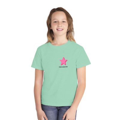 Youth T-Shirt — Pink Star "Main Character" Graphic Tee (Mint)
