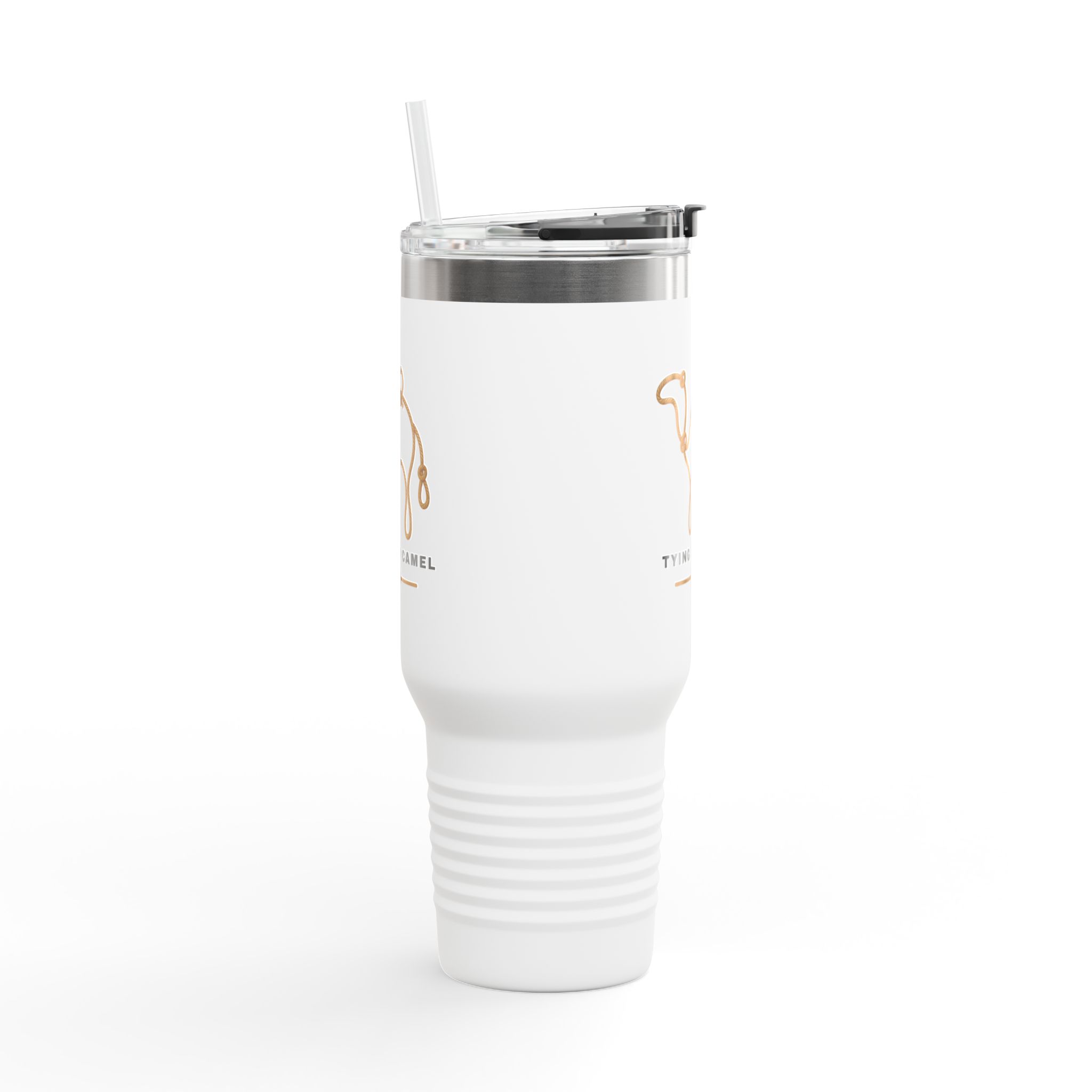 40oz Insulated Travel Mug — Minimalist Camel Logo “Tying My Camel” Thermal Tumbler - Image 2