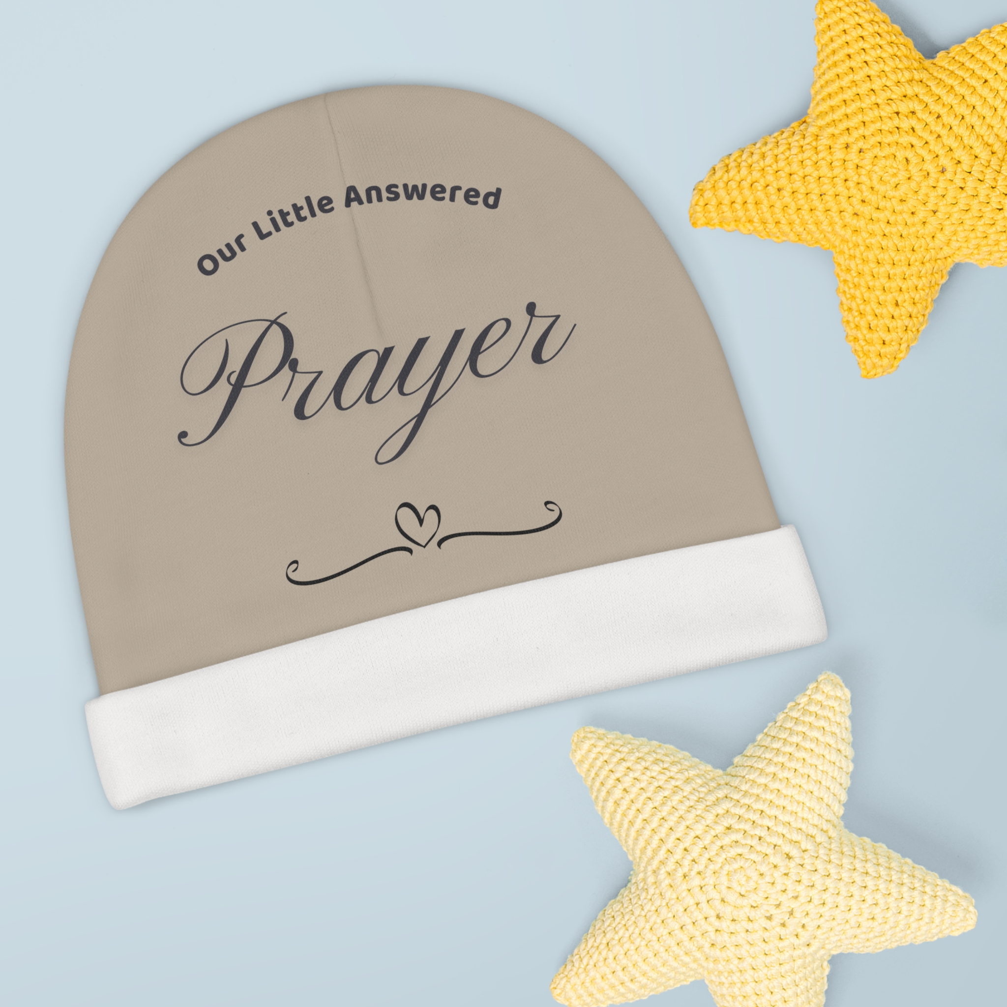 Baby Beanie - "Our Little Answered Prayer" Infant Knit Hat