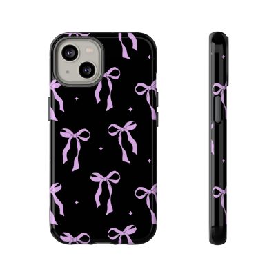 Pink Bow Pattern Phone Case — Cute Black Protective iPhone Cover