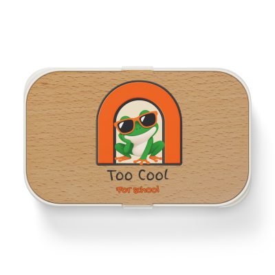 Kids' Bento Lunch Box — "Too Cool for School" Frog Design, Cute School Lunch Container