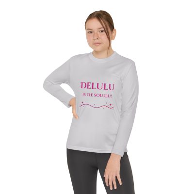 Youth Long Sleeve Tee — "Delulu in the Soulful" Pink Graphic