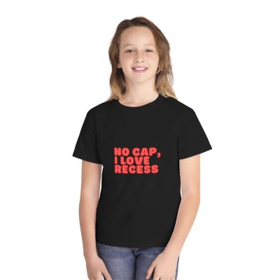 Youth Tee — "No Cap, I Love Recess" Retro Bubble Letter Kids T-Shirt