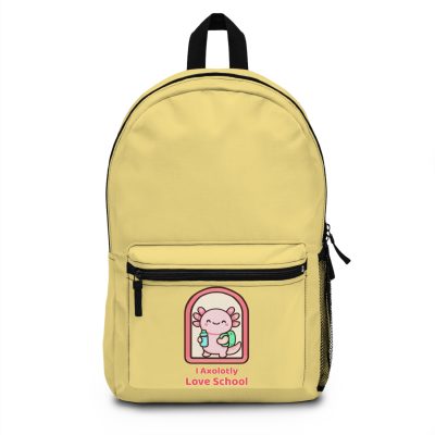 Axolotl Love School Backpack — Cute Kawaii Student Bag