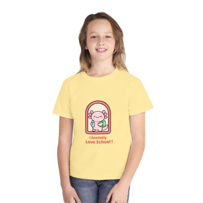 Axolotl Love School Youth Tee — Cute Back-to-School Kids T-Shirt