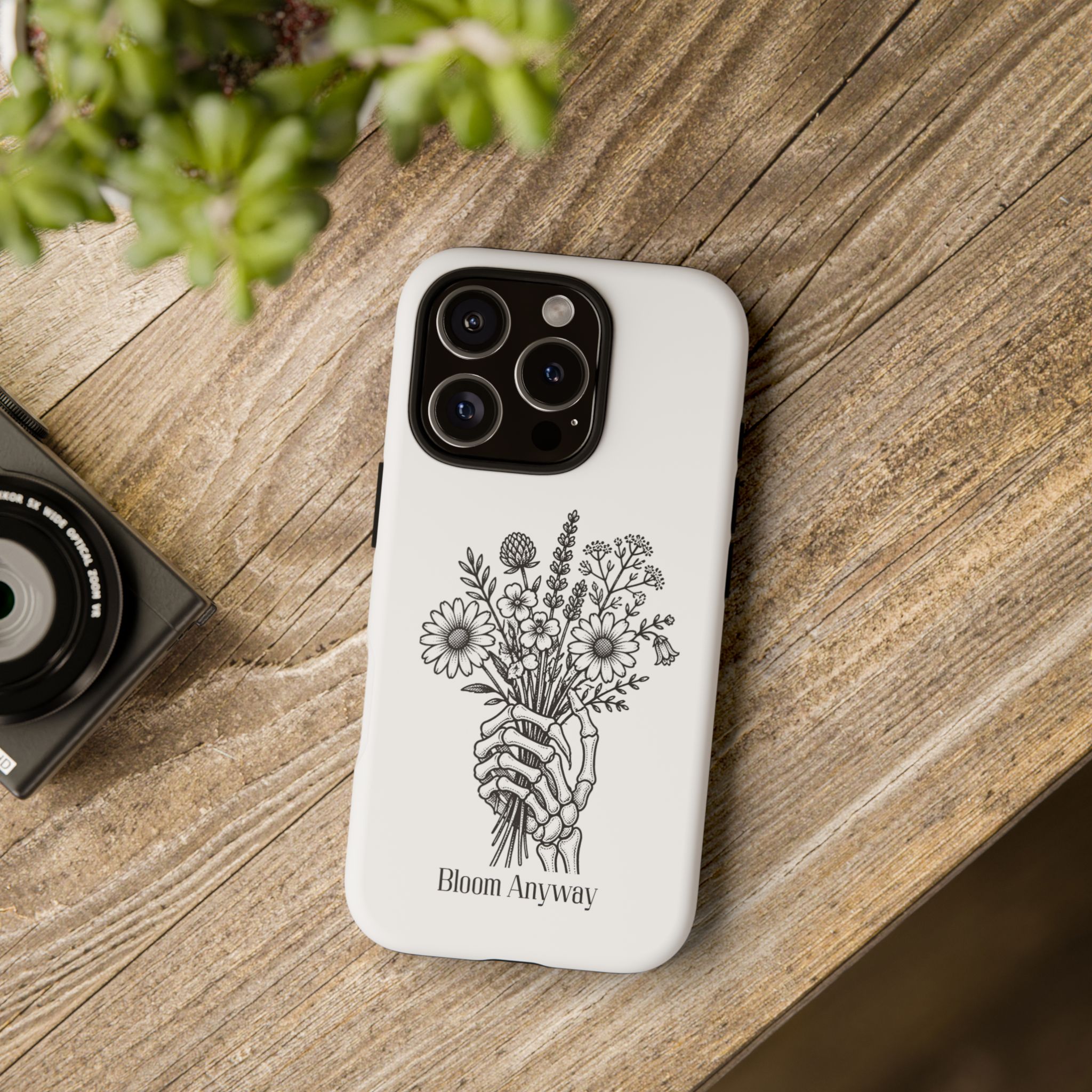 Phone Case — 'Bloom Anyway' Skeleton Hand Floral Protective Cover - Image 93