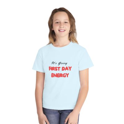 Youth Tee — "It's Giving First Day Energy" Back-to-School Graphic Tee