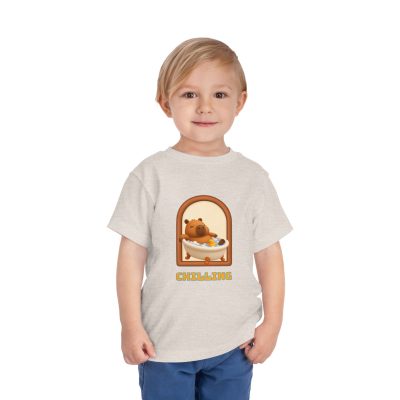 Toddler Tee — "Chilling" Bear in Bathtub Cute Kids Graphic Shirt