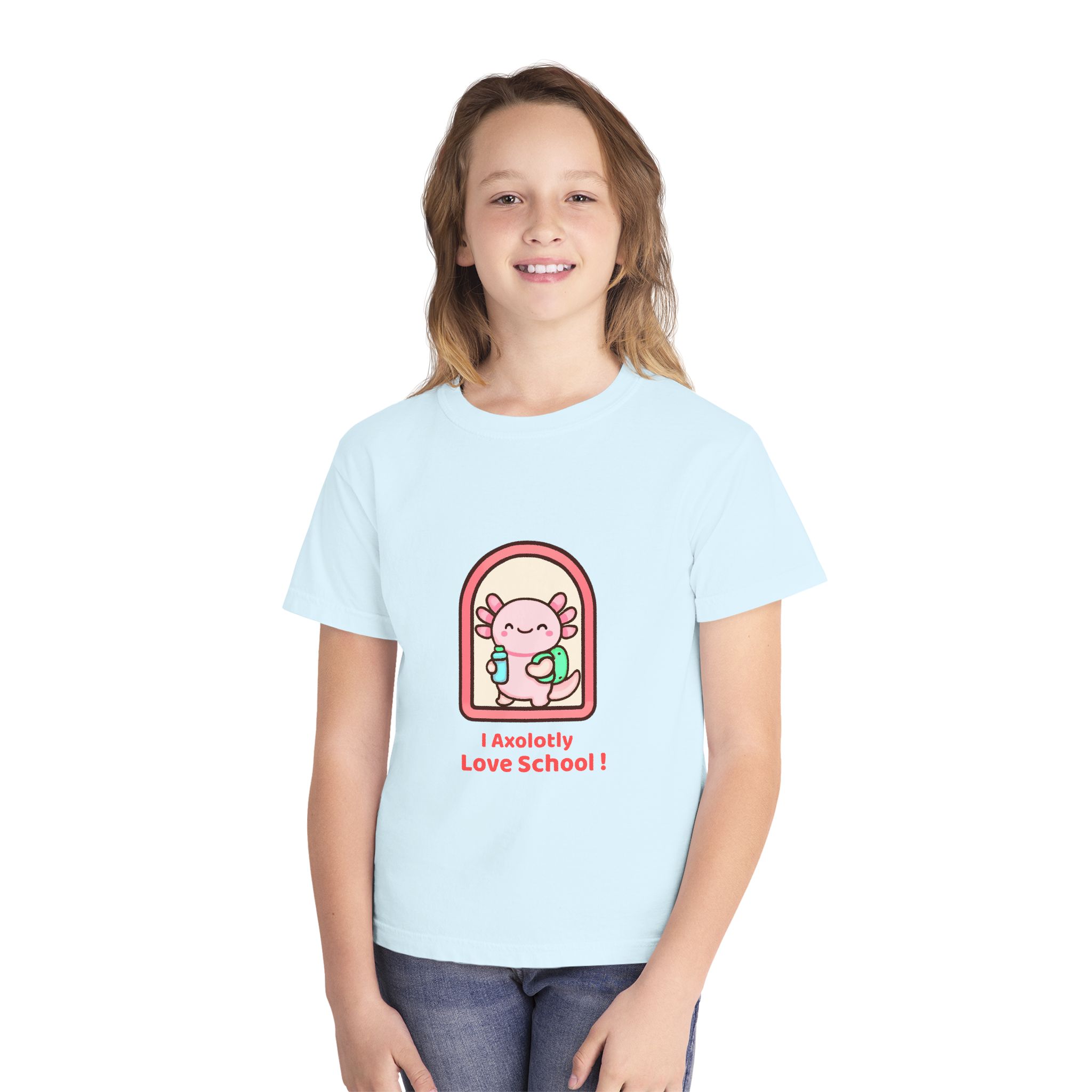 Axolotl Love School Youth Tee — Cute Back-to-School Kids T-Shirt - Image 11