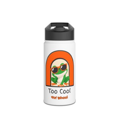 Too Cool for School Frog Stainless Steel Water Bottle — Kids/Student School Lunch Bottle