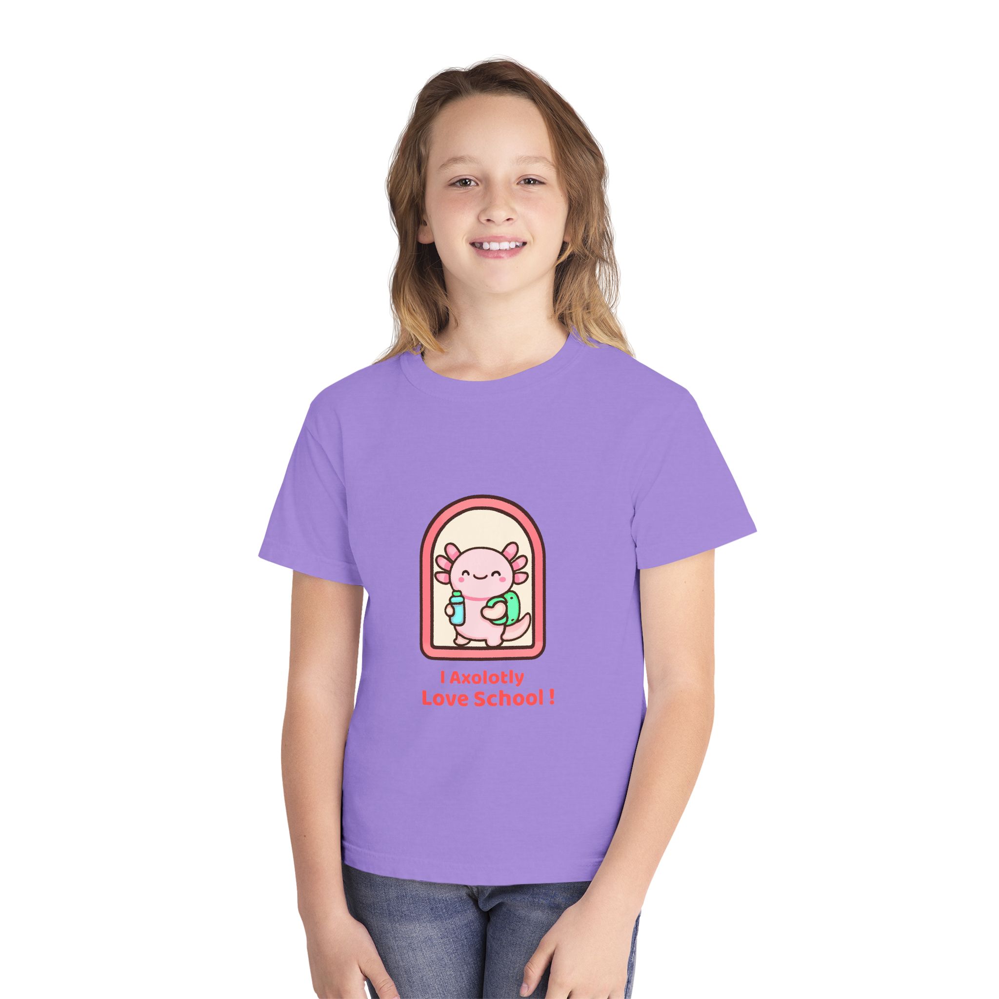 Axolotl Love School Youth Tee — Cute Back-to-School Kids T-Shirt - Image 15