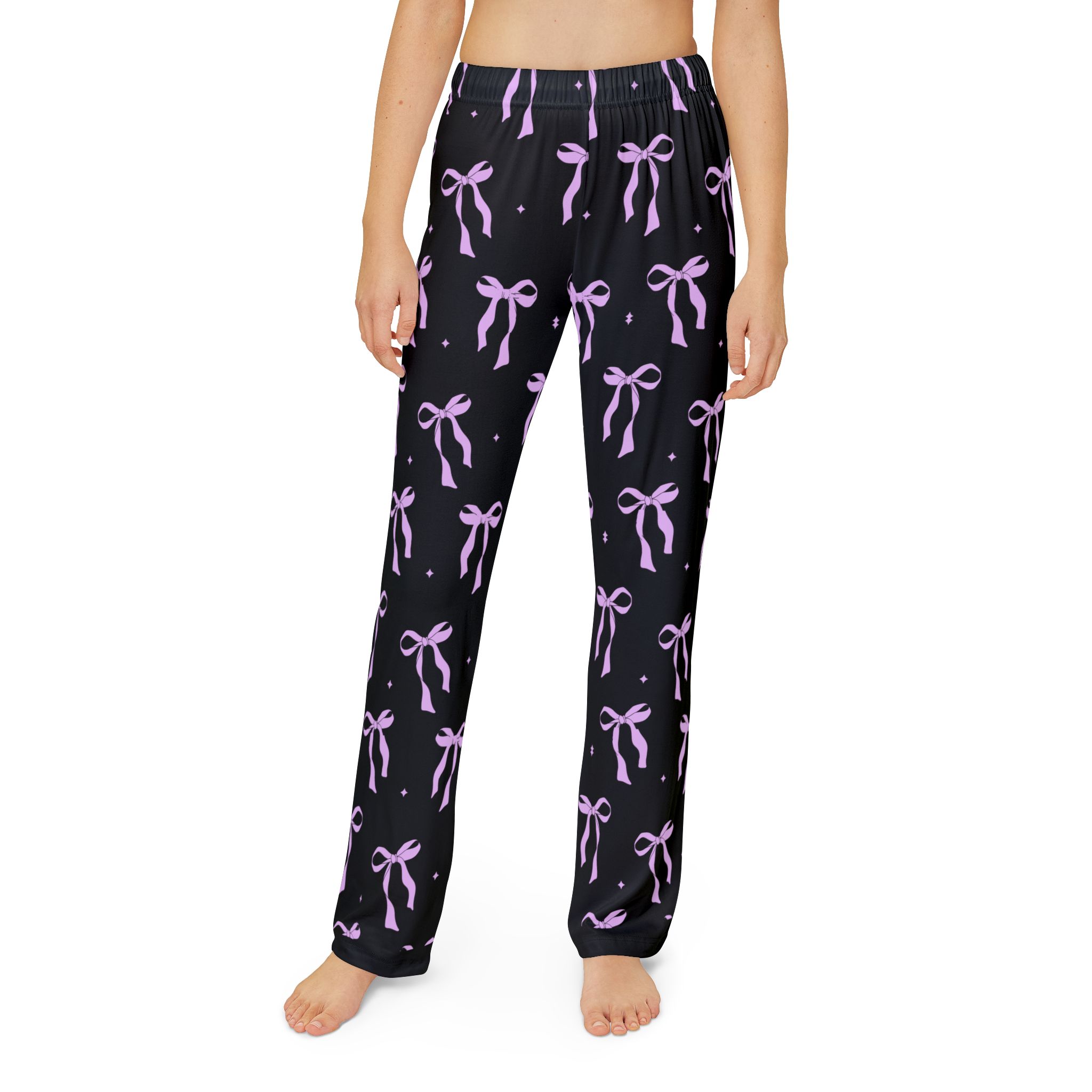 Kids Lounge Pants — Pink Bow All-Over Print Pajama Pants - Image 3