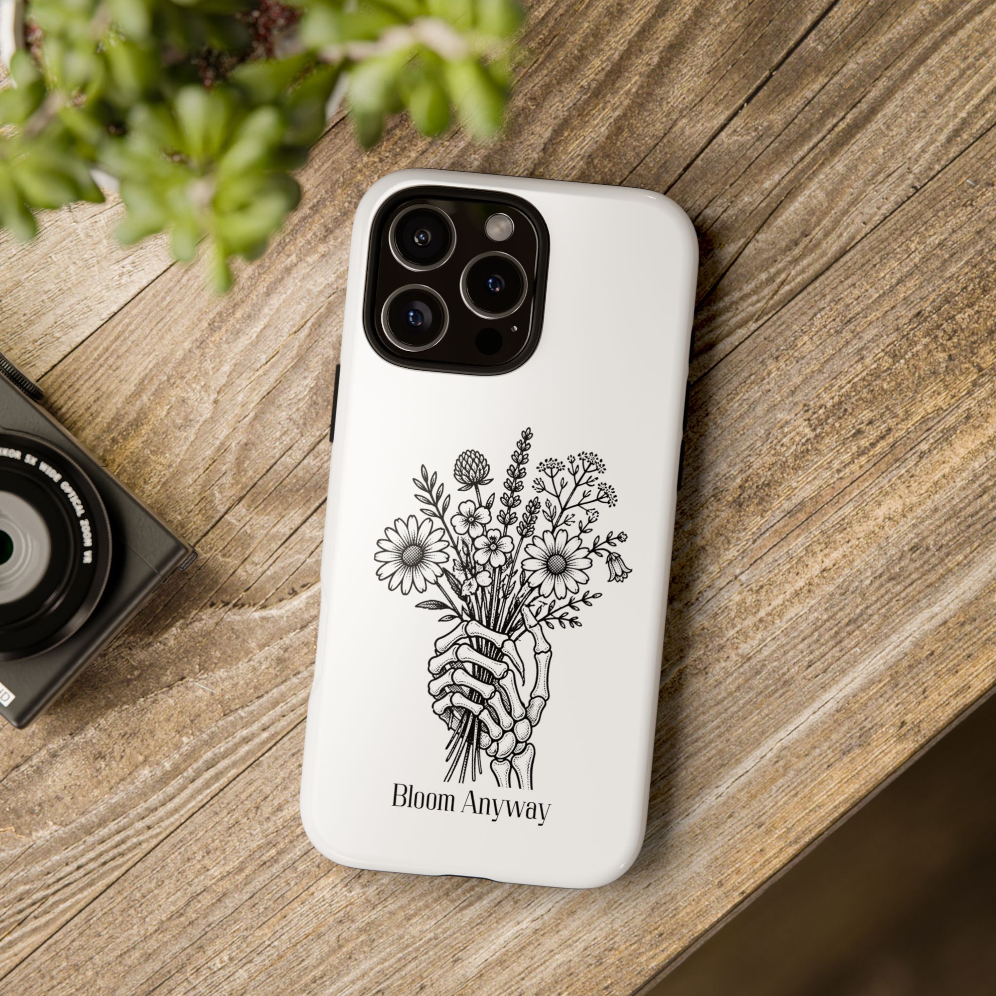 Phone Case — 'Bloom Anyway' Skeleton Hand Floral Protective Cover - Image 97